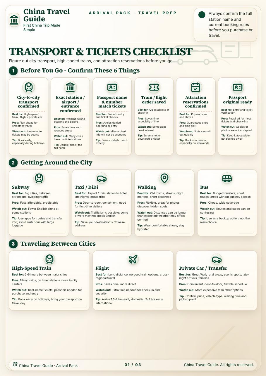 Sample page from the Transport and Tickets Checklist PDF