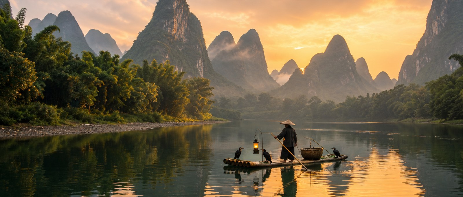 Karst river landscape in Guilin and Yangshuo