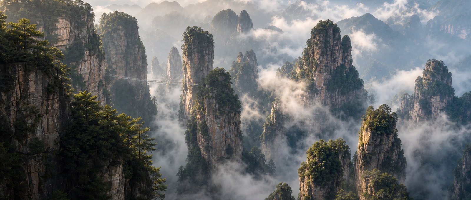 Sandstone pillar peaks in Zhangjiajie